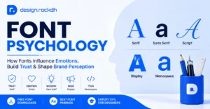 Font Psychology guide showing how serif, sans serif, script, and display fonts influence emotions, trust, branding, and user perception.