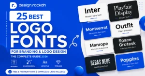 Collection of the best logo fonts including Inter, Montserrat, Outfit, Playfair Display, Poppins, and Manrope for modern branding and logo design.